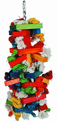 Large Paradise knots and blocks parrot toy